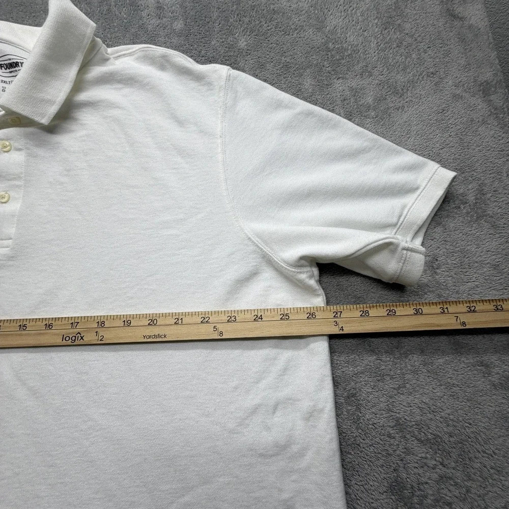 The Foundry Supply Co. Polo Shirt Mens 2XLT White Knit Tagless Casual Big & Tall